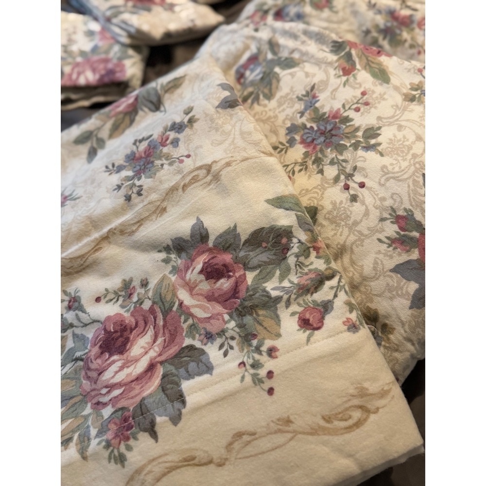 WestPoint Stevens Full Flannel Sheet Set 100% Cotton Floral Rose Cottagecore NEW - Picture 5 of 8